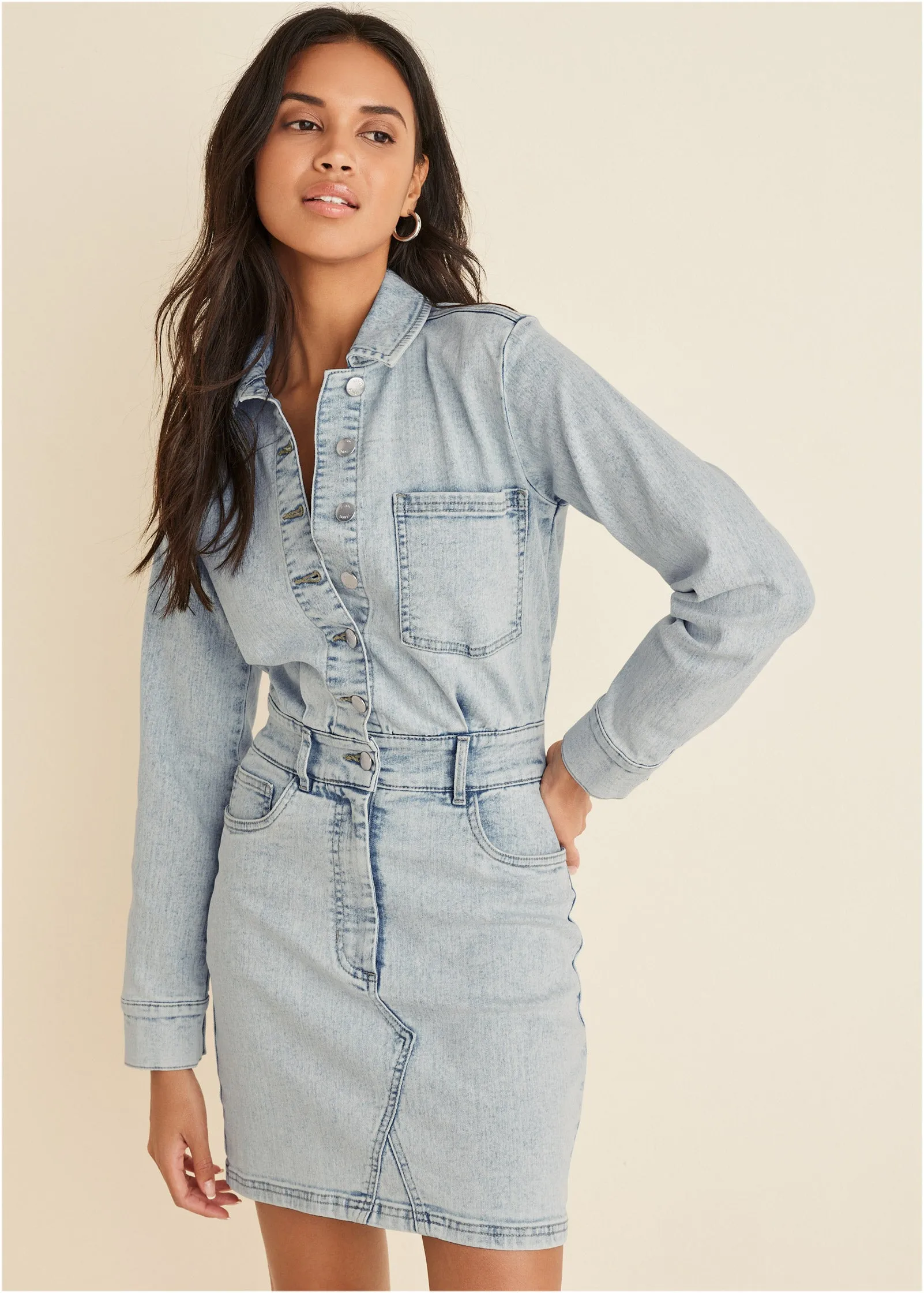 Denim Shirt Dress - Light Wash