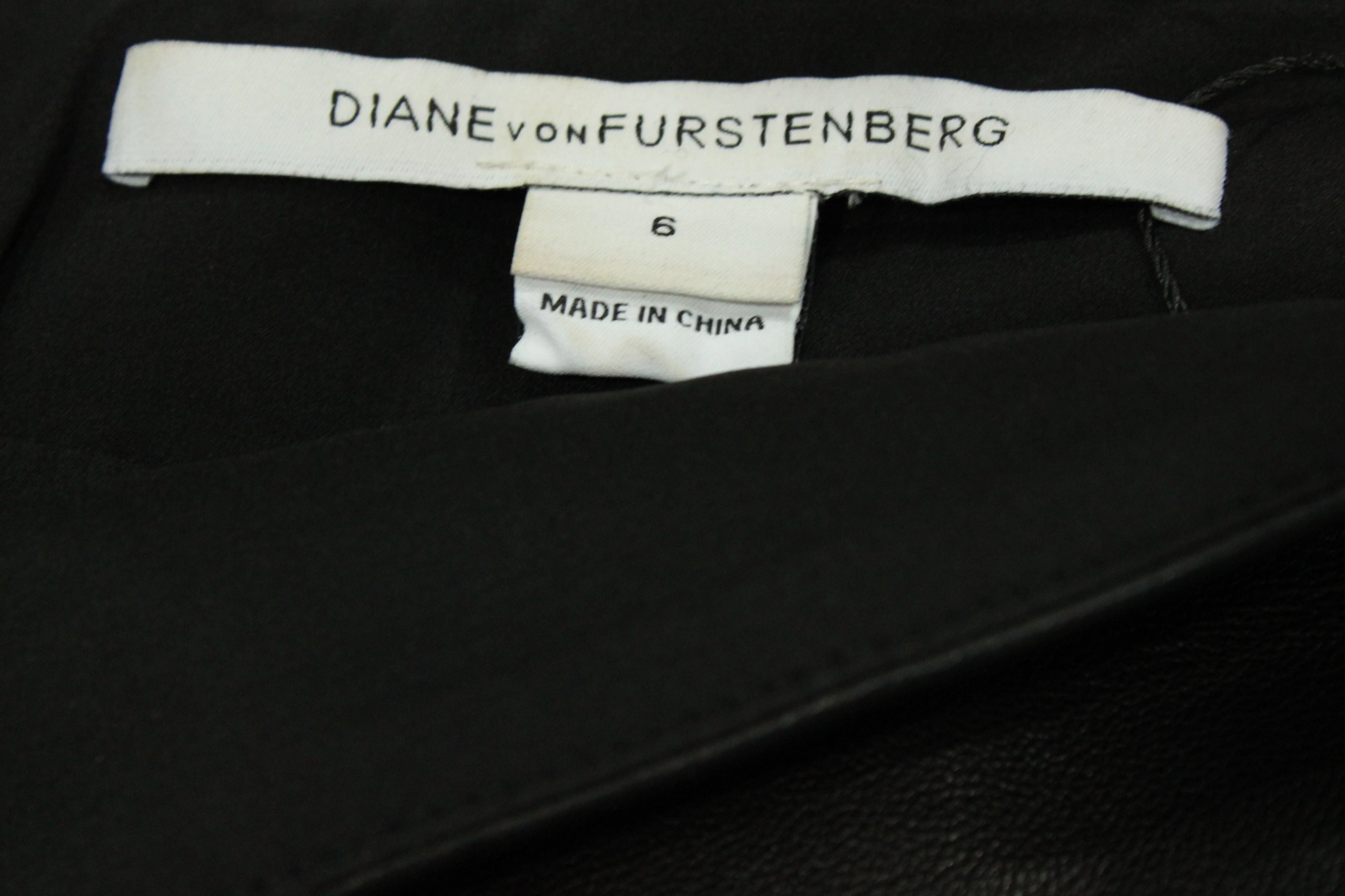 Diane Von Furstenberg Beverly A-Line Skirt in Black Leather