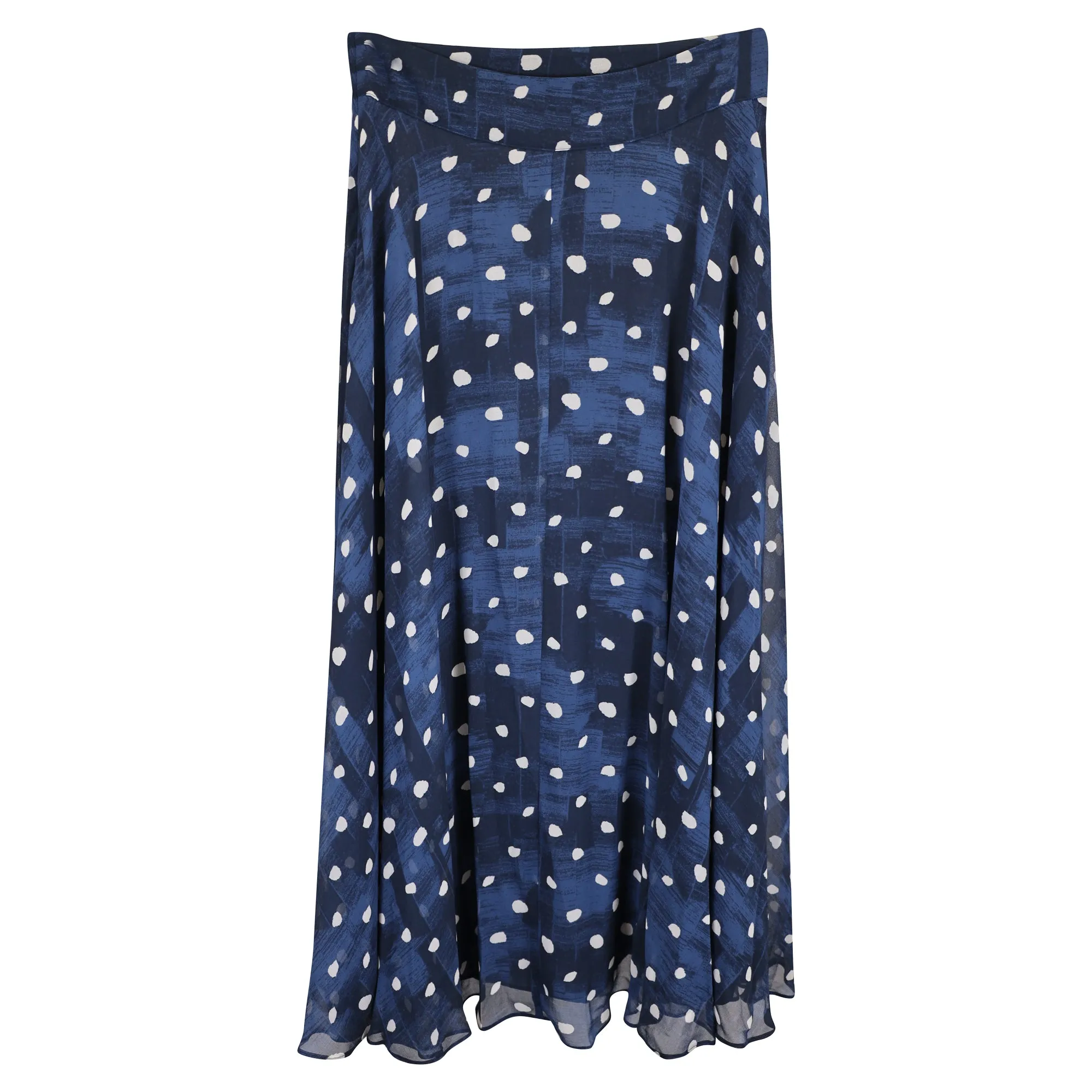 Diane Von Furstenberg Tonnah Polka Dot Maxi Skirt in Navy Blue Silk