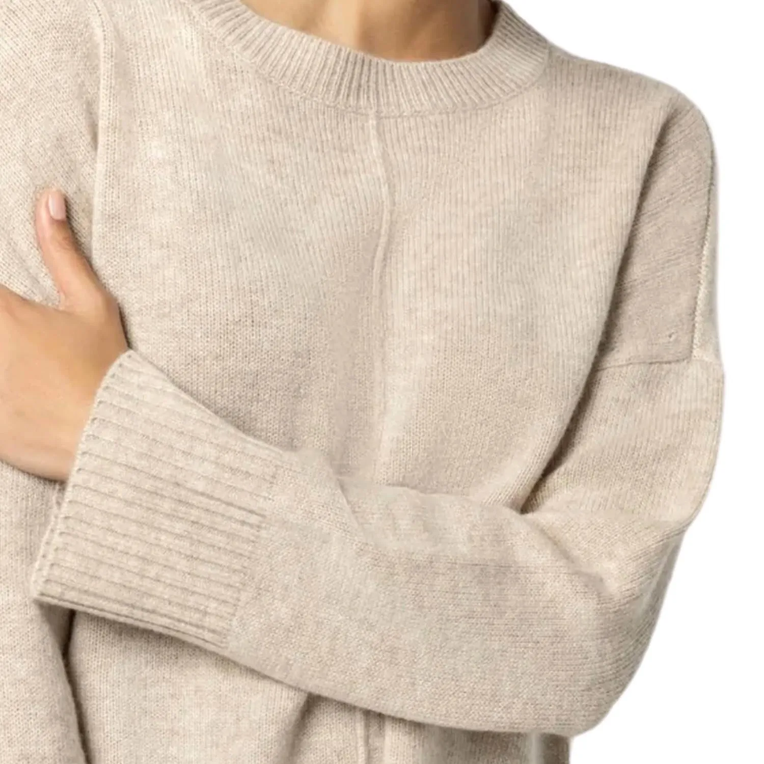 Distressed Crewneck Sweater In Husk
