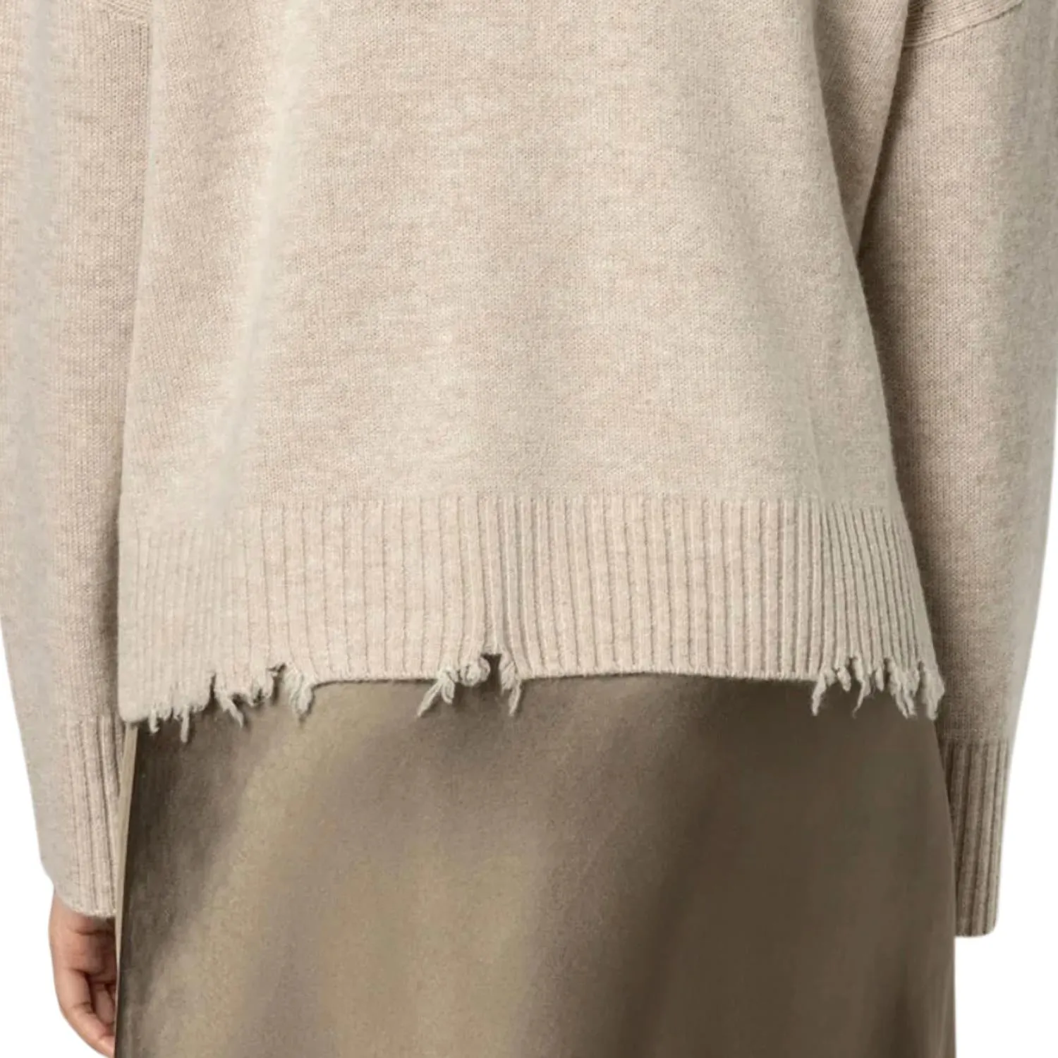 Distressed Crewneck Sweater In Husk