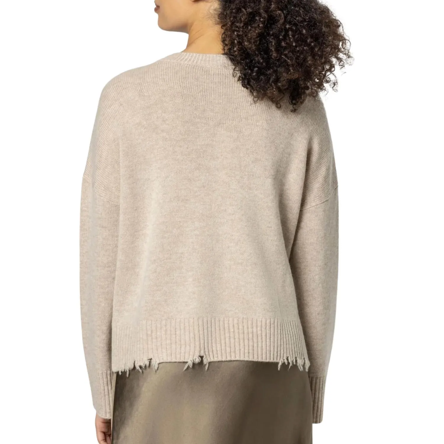 Distressed Crewneck Sweater In Husk