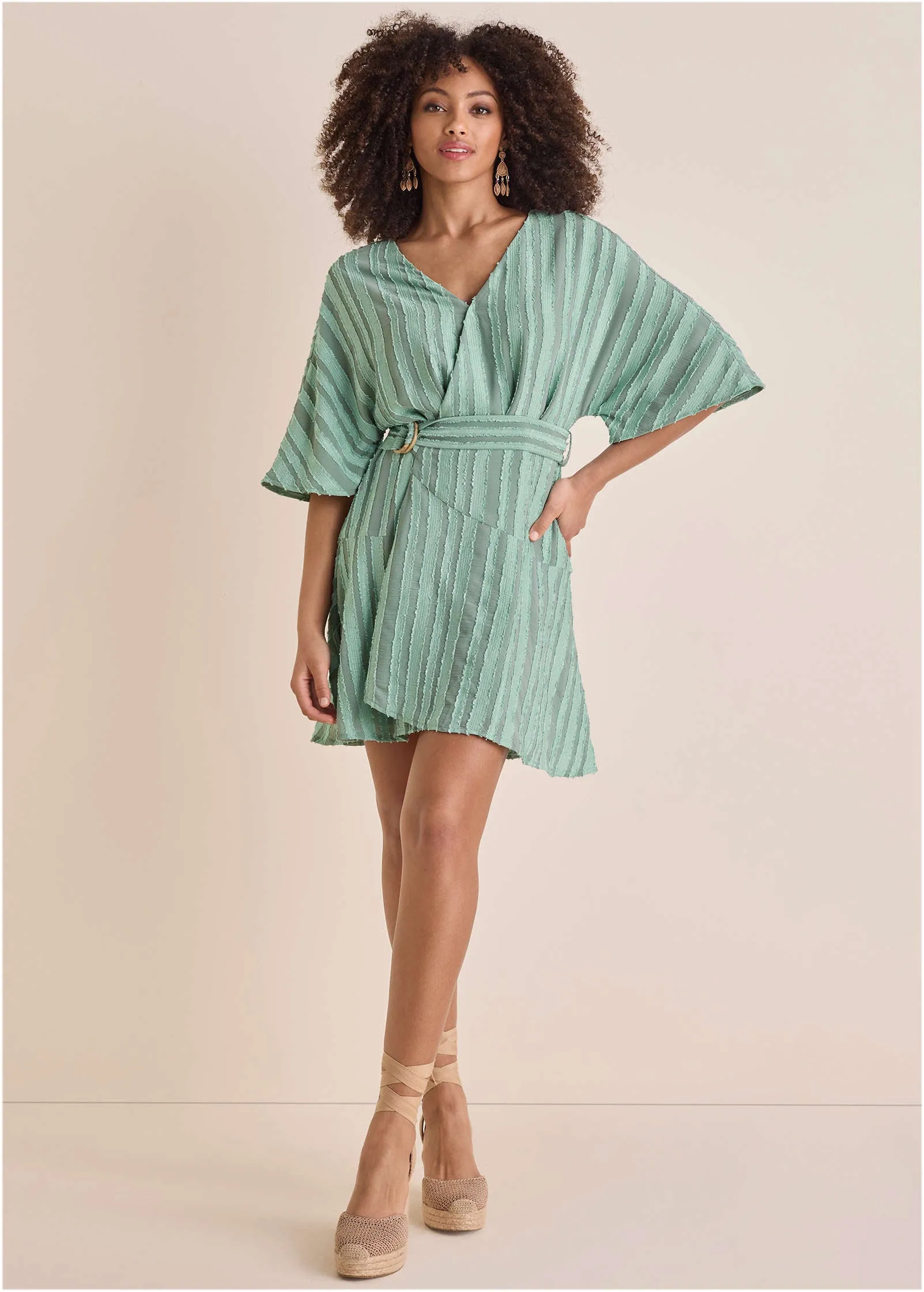 Dolman Sleeve Mini Dress - Iceberg Green