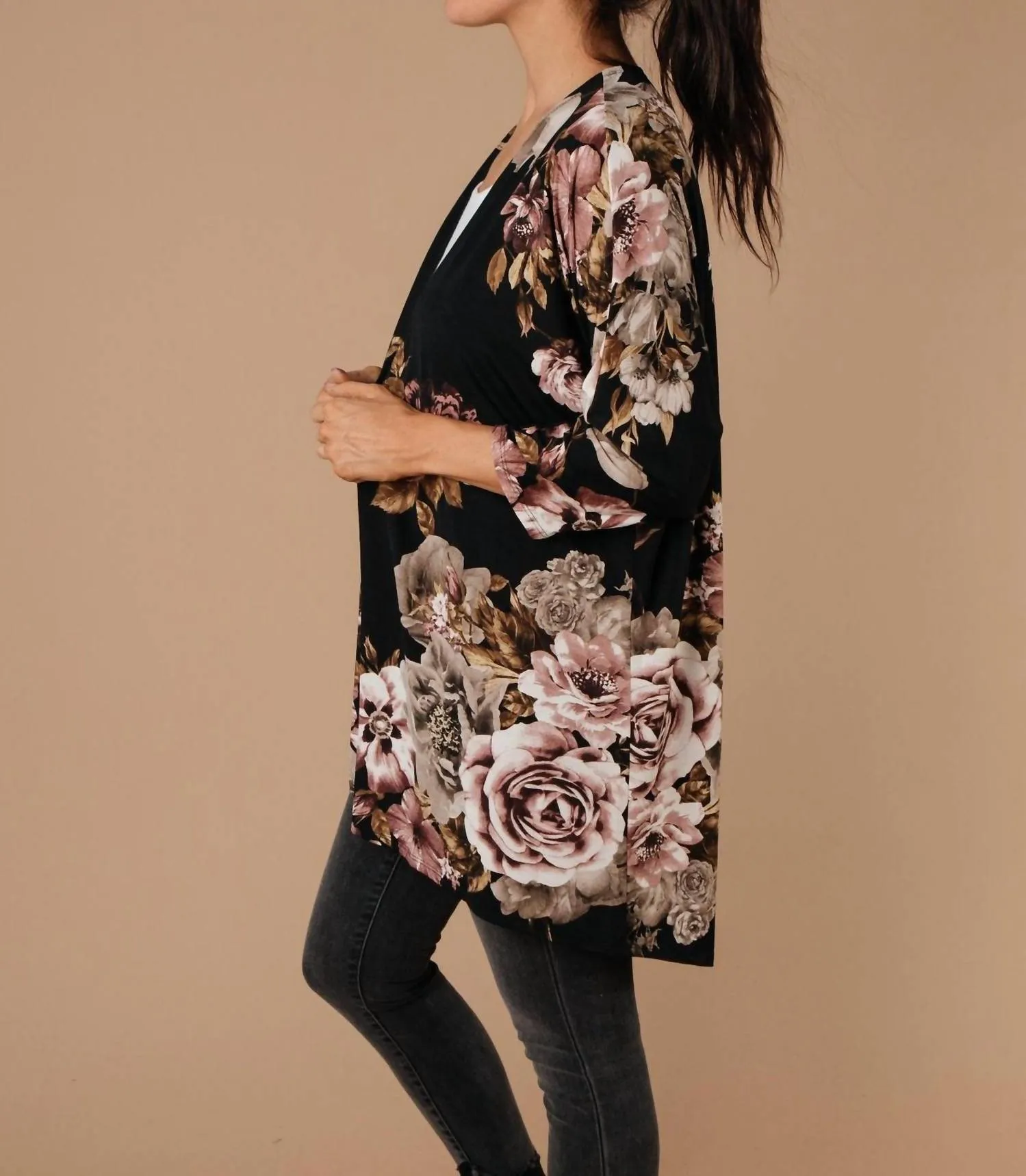 Dora Floral Cardigan In Black