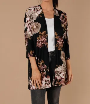 Dora Floral Cardigan In Black