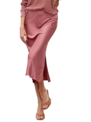 Dorit Silky Slip Skirt In Rose Gold