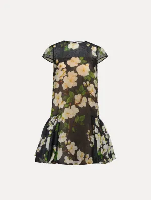 Drop-Waist Cherry Blossom Cloqu Dress