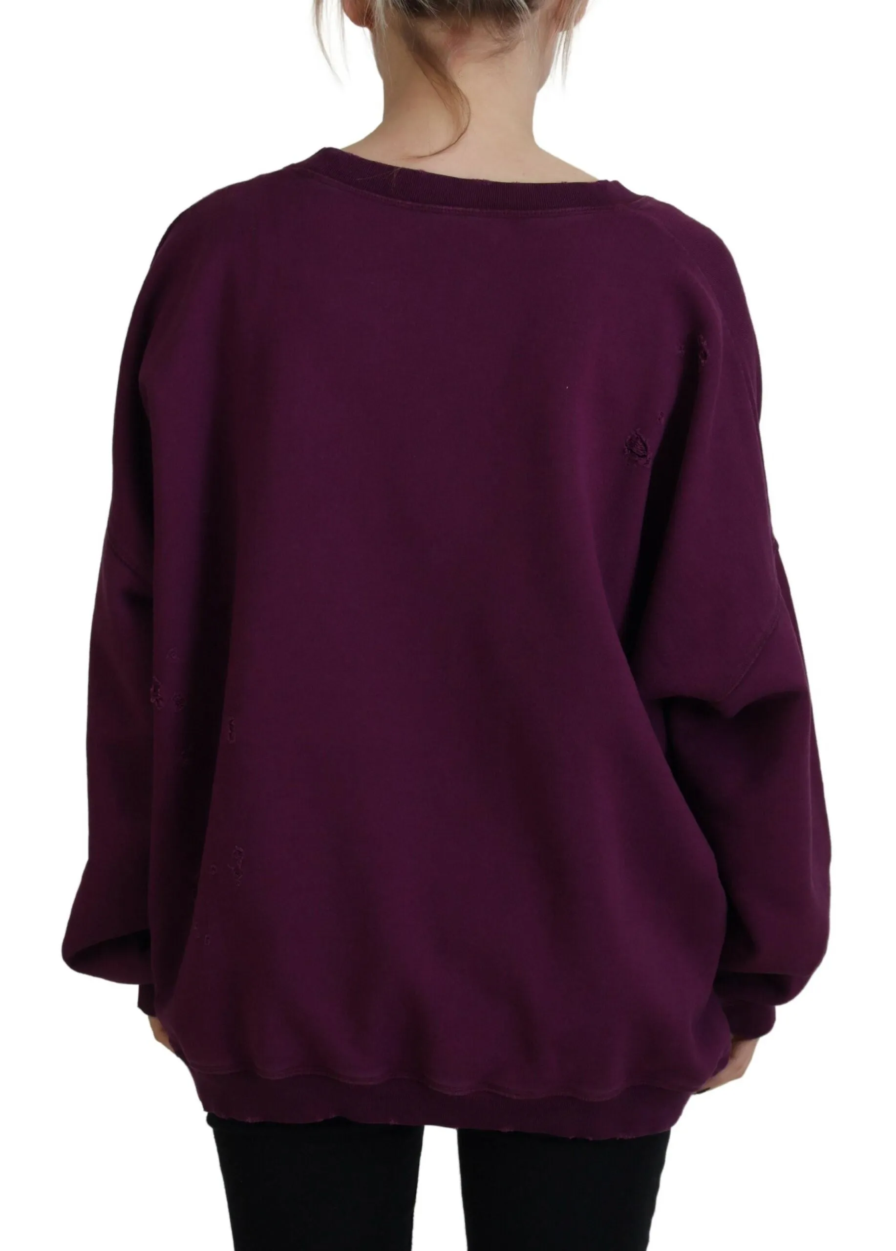 Dsquared Cotton Distressed Printed Long Sleeve Women's Sweater (Pre-Owned)