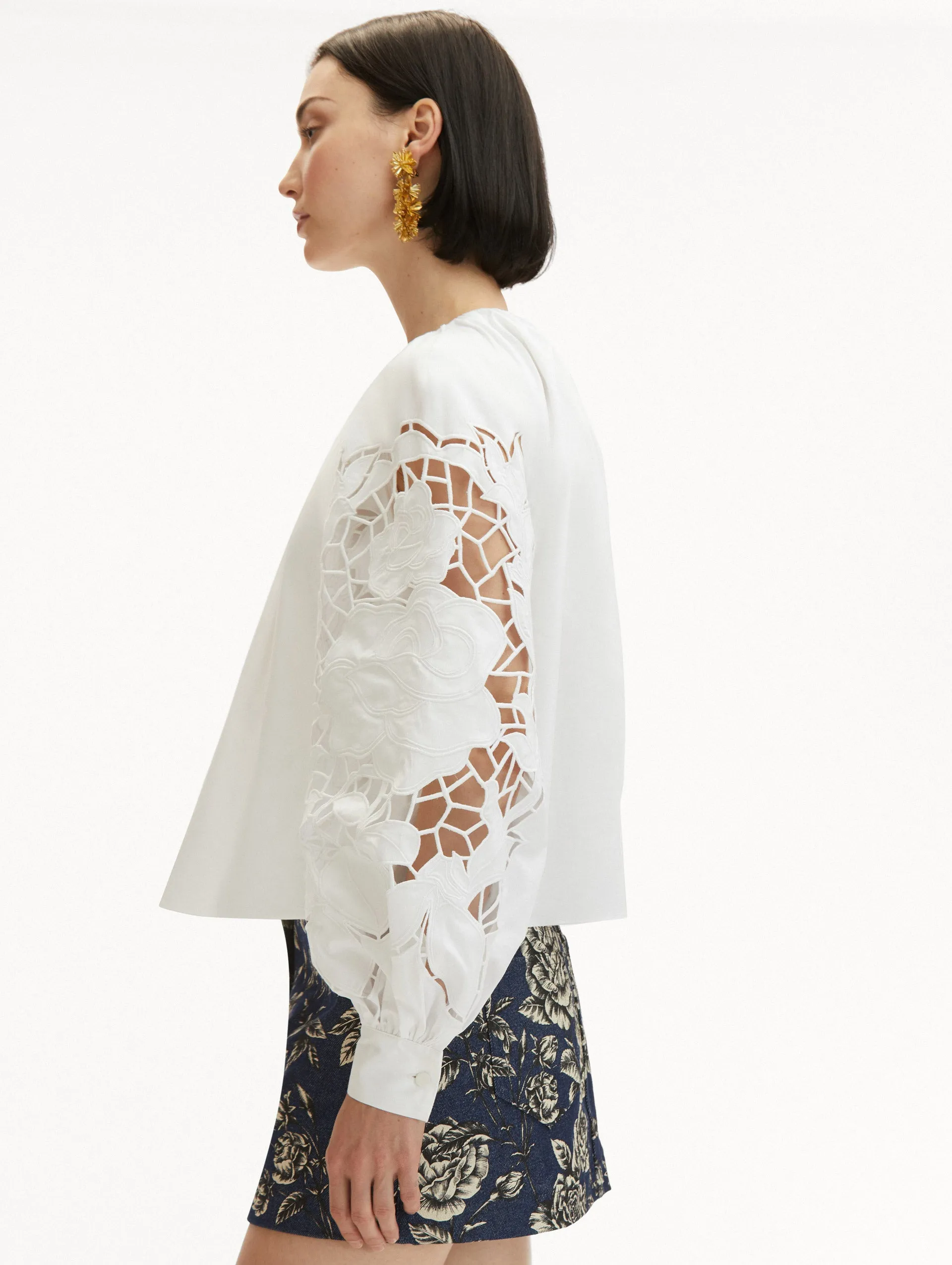 English Rose Cutout Cotton Poplin Blouse