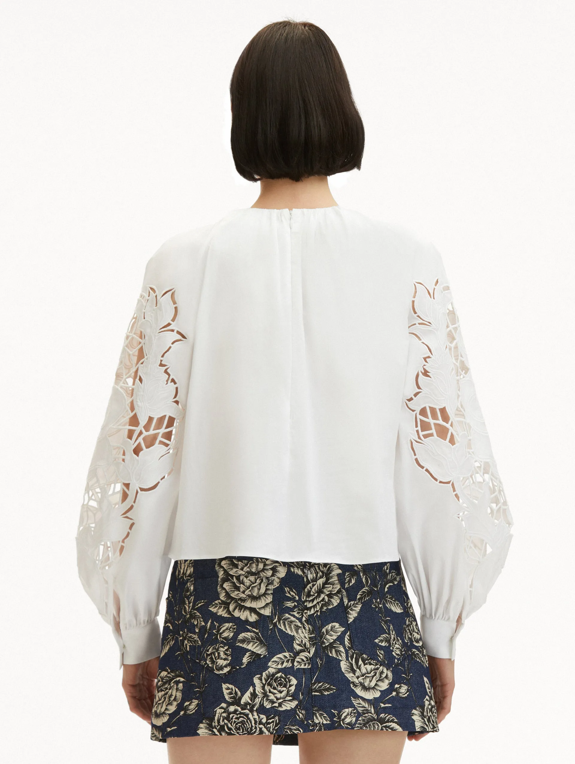 English Rose Cutout Cotton Poplin Blouse