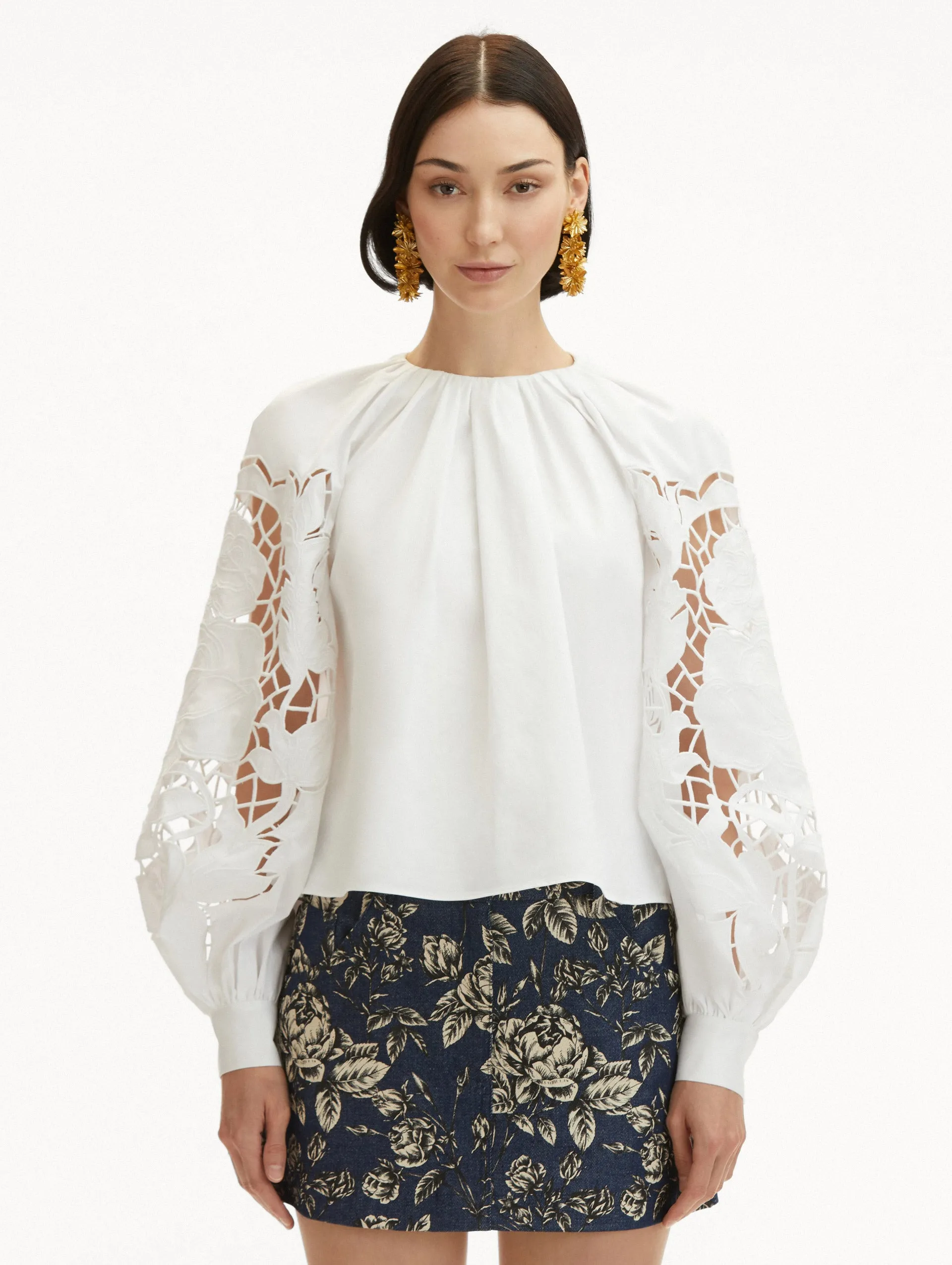 English Rose Cutout Cotton Poplin Blouse