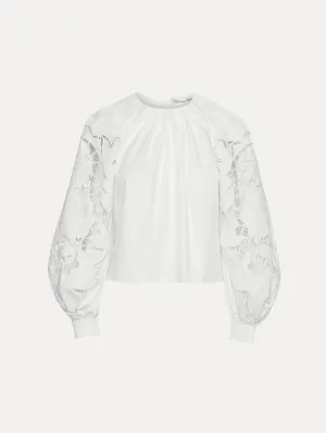 English Rose Cutout Cotton Poplin Blouse