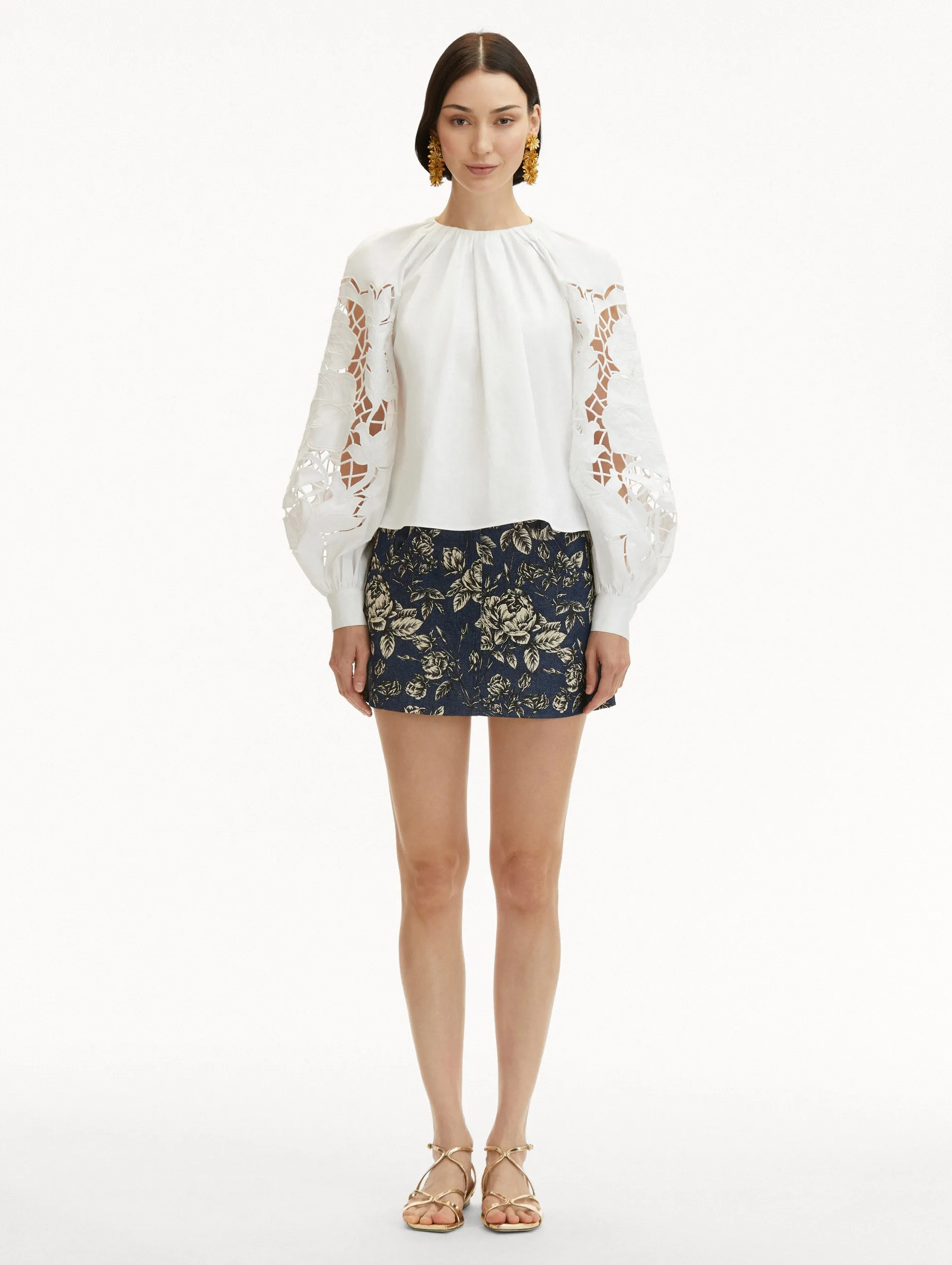 English Rose Cutout Cotton Poplin Blouse