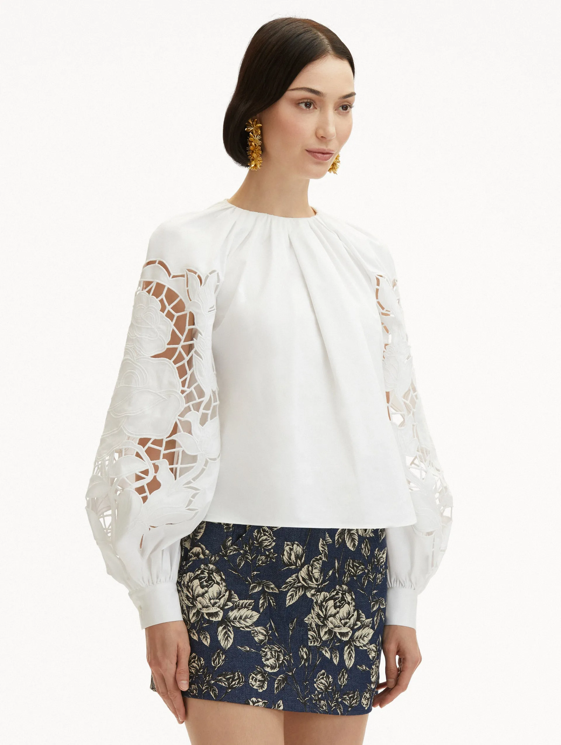 English Rose Cutout Cotton Poplin Blouse