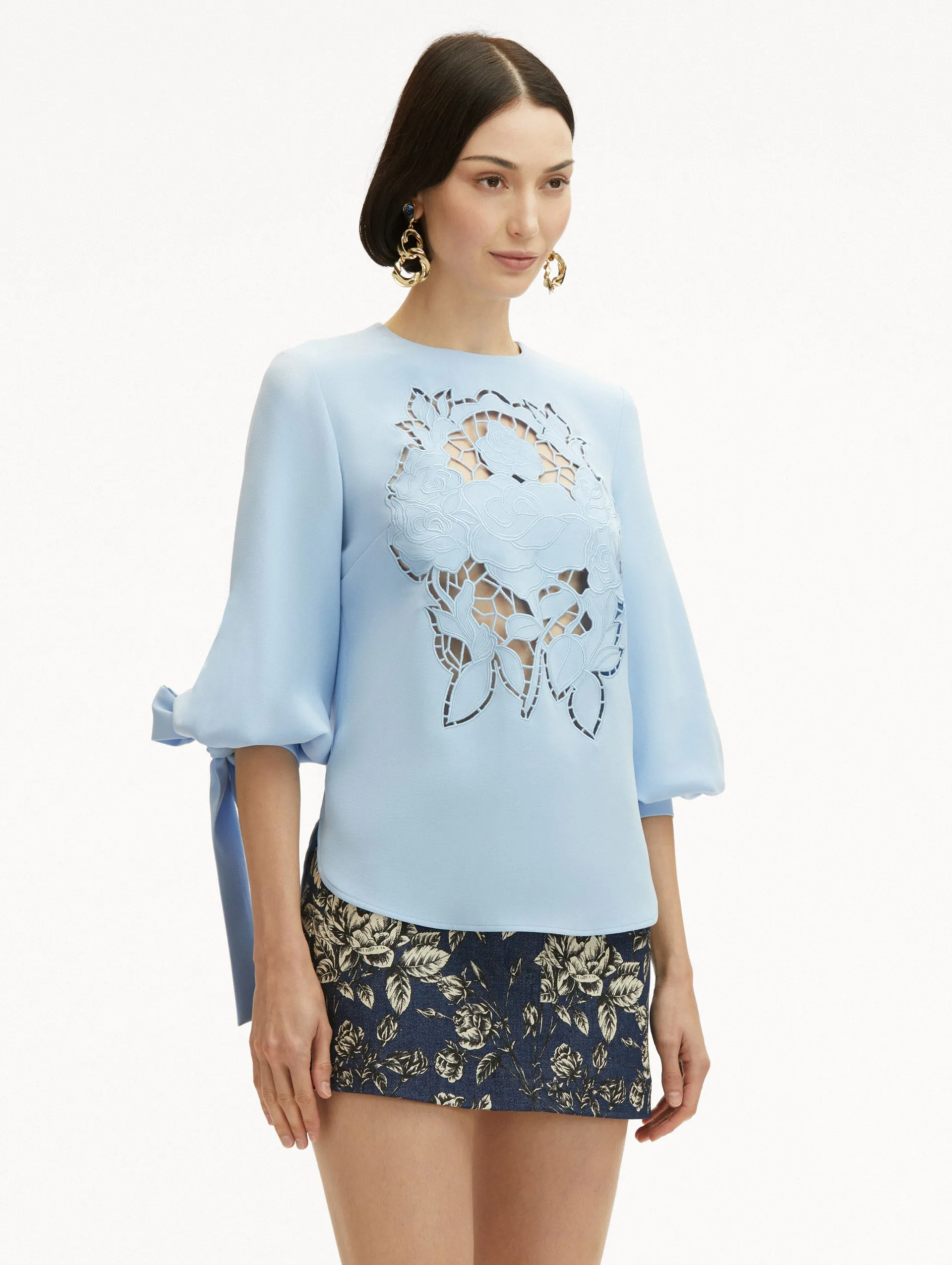 English Rose Cutout Georgette Blouse
