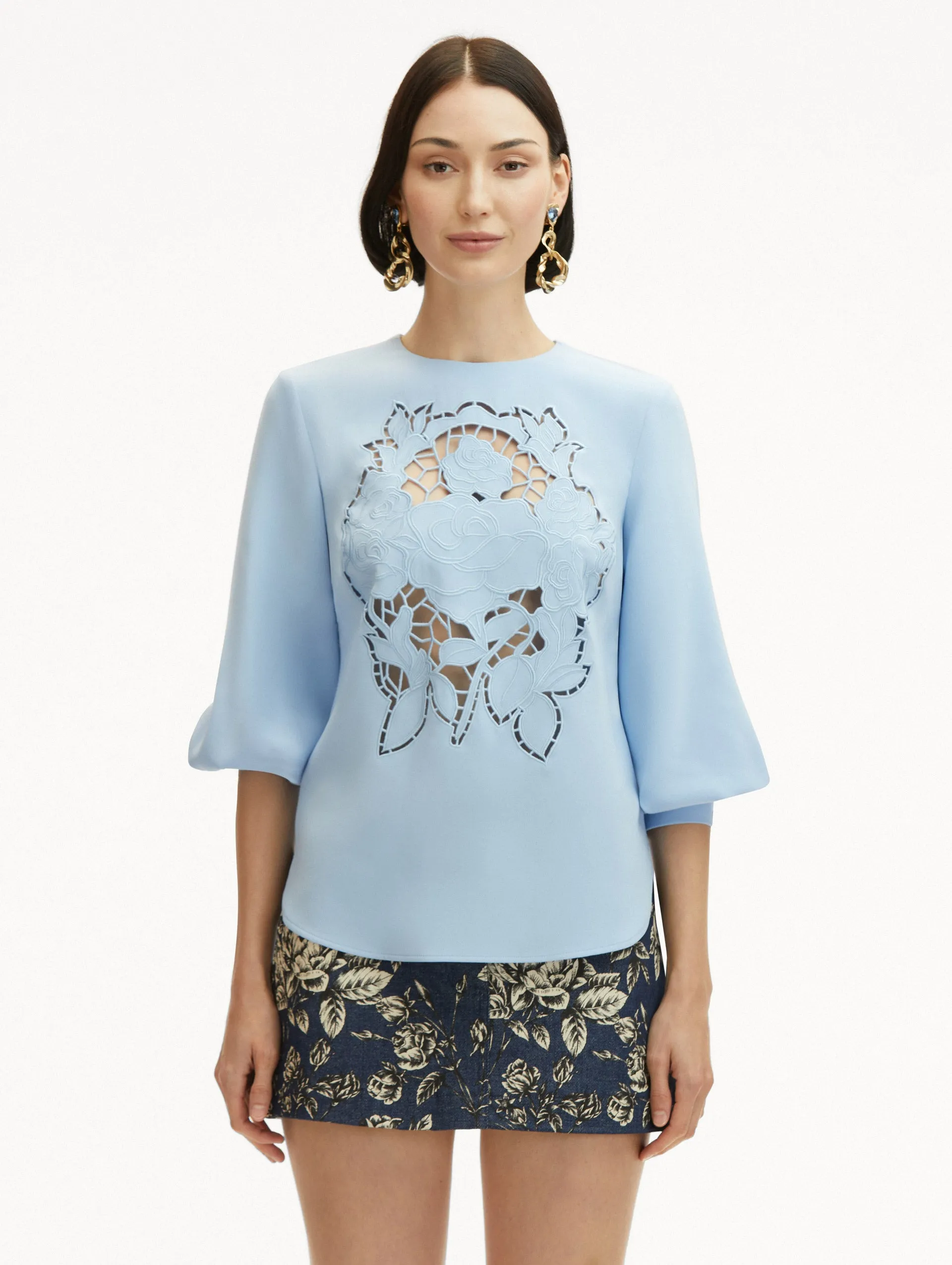 English Rose Cutout Georgette Blouse