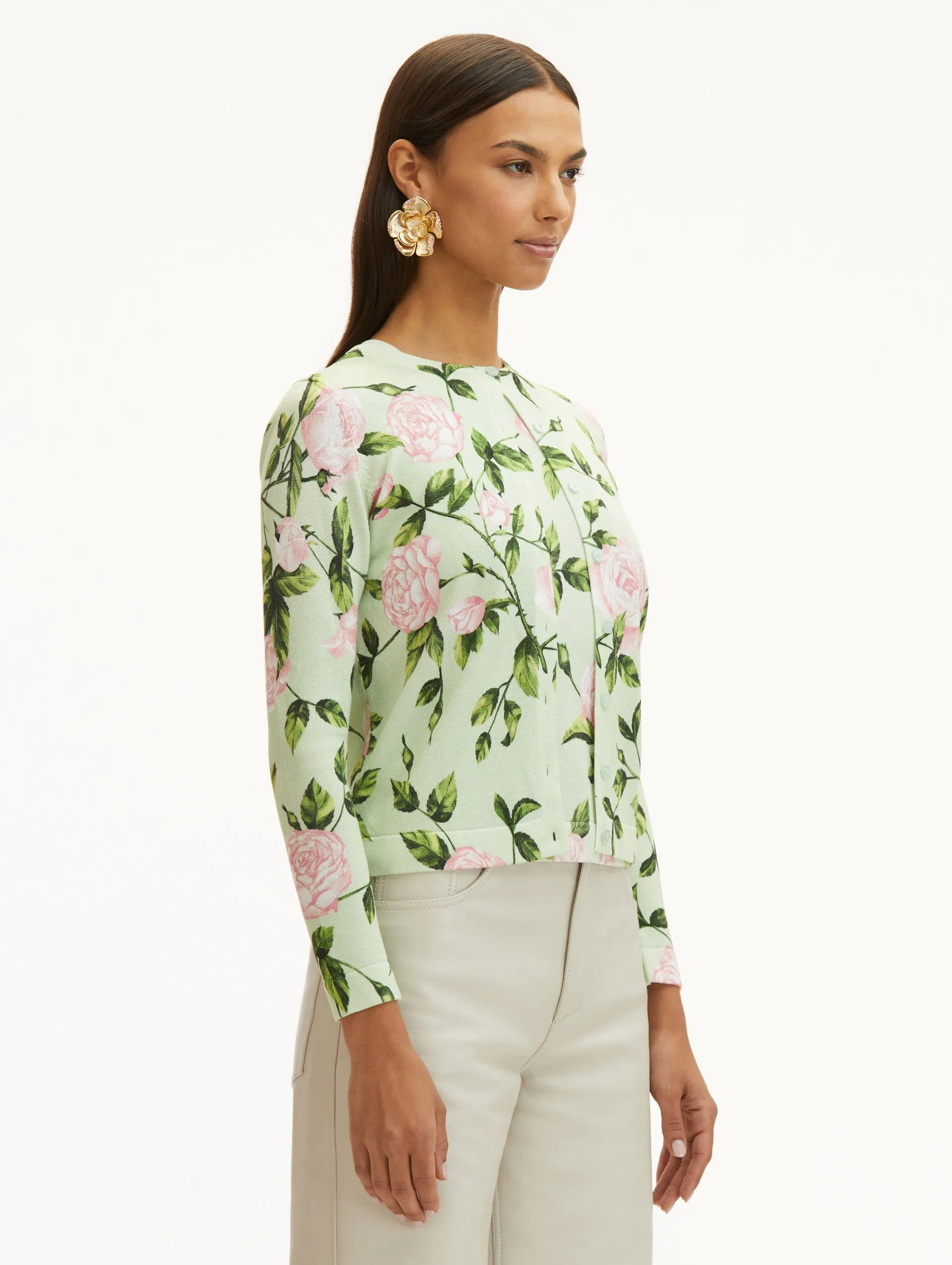 English Rose Printed Cardigan
