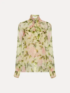 English Rose Silk Chiffon Blouse