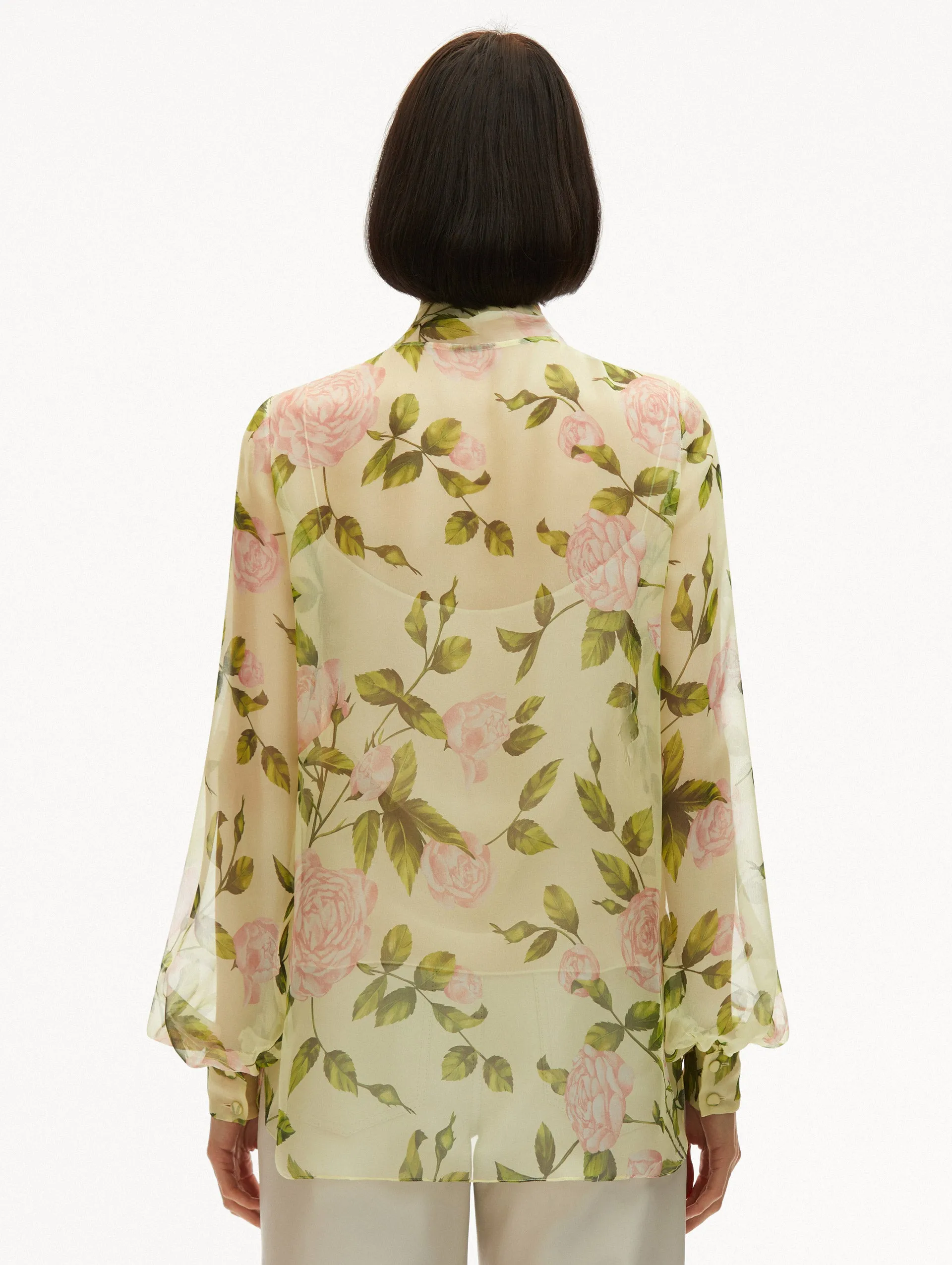 English Rose Silk Chiffon Blouse