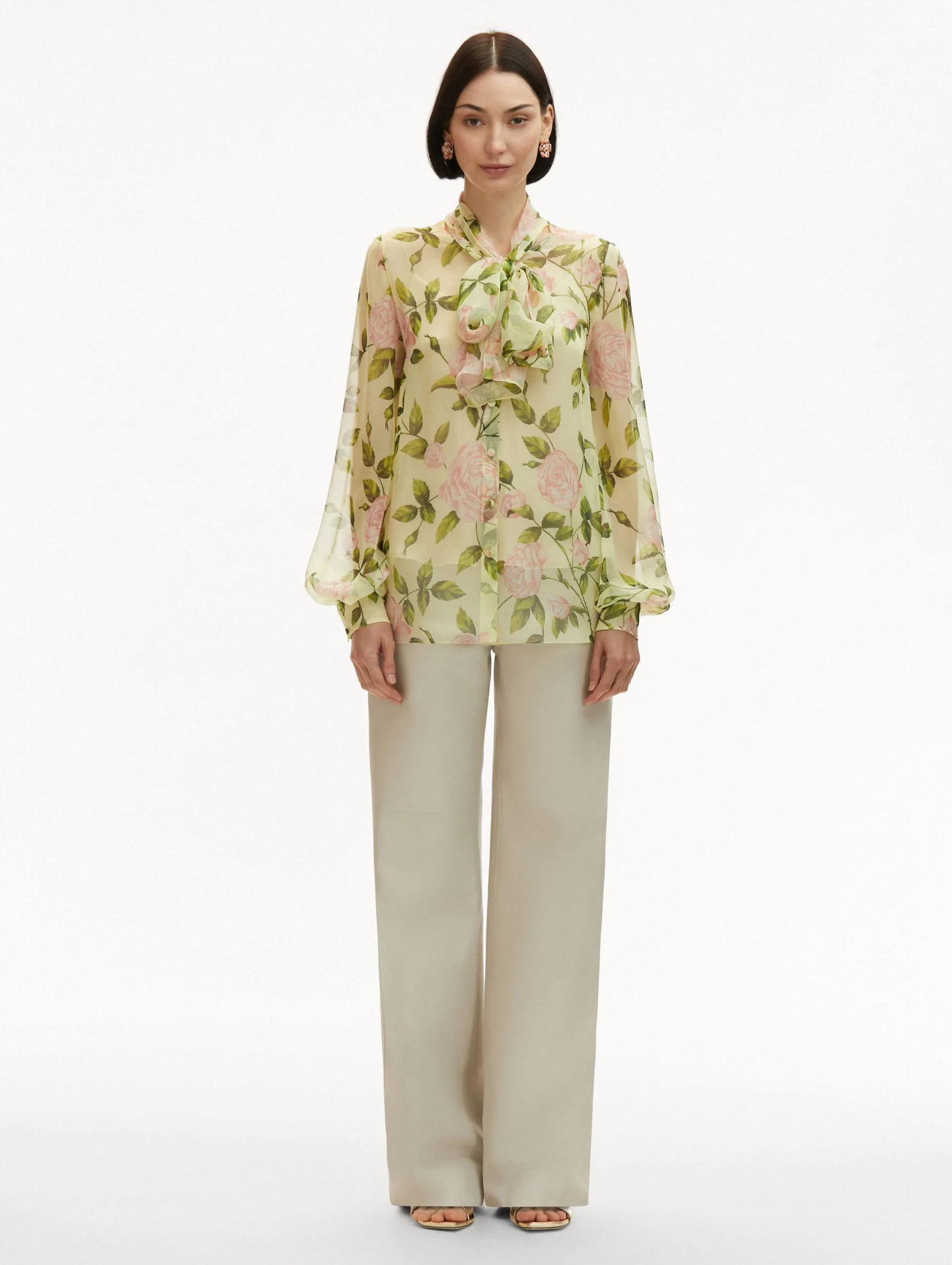 English Rose Silk Chiffon Blouse