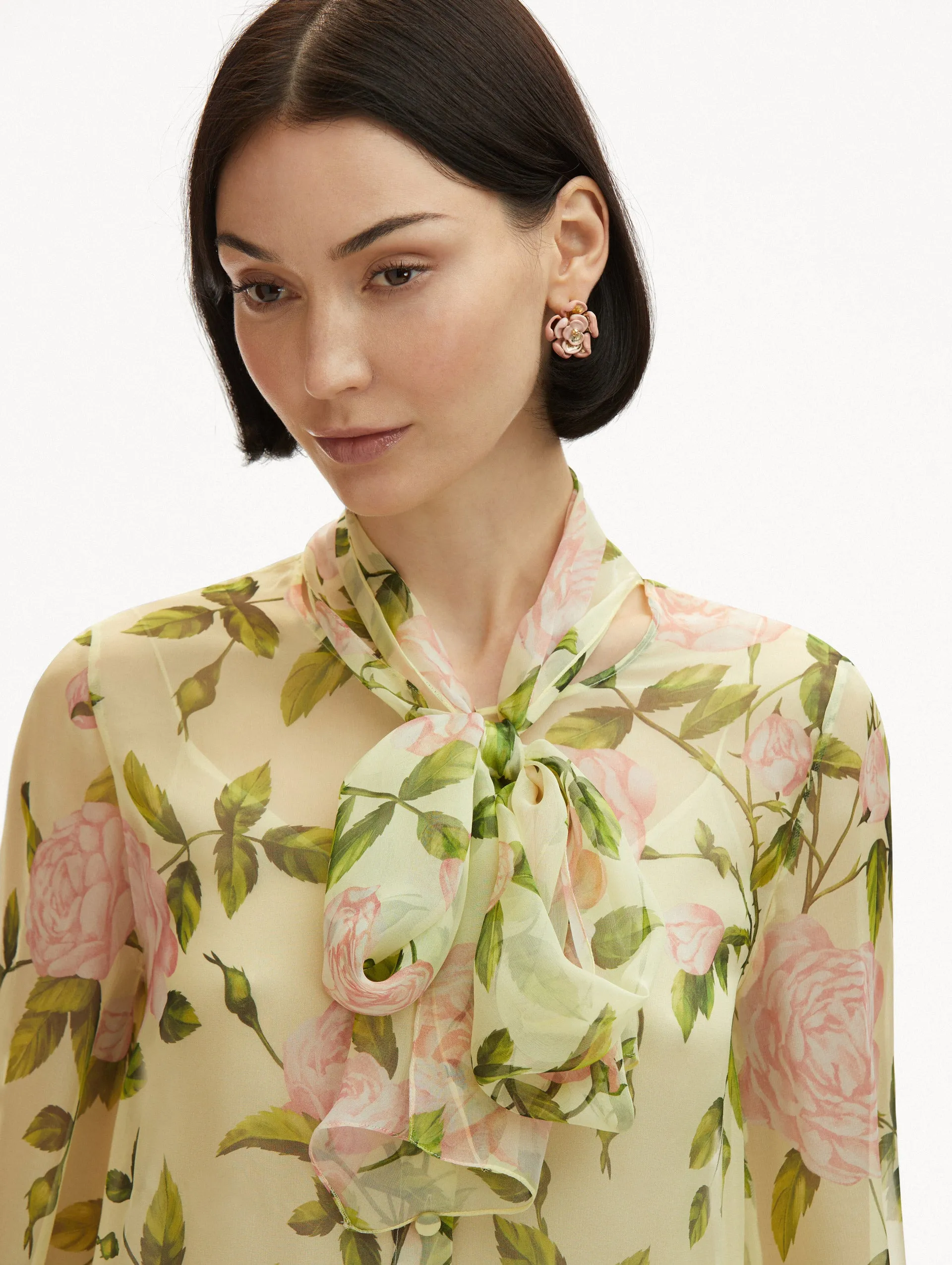 English Rose Silk Chiffon Blouse