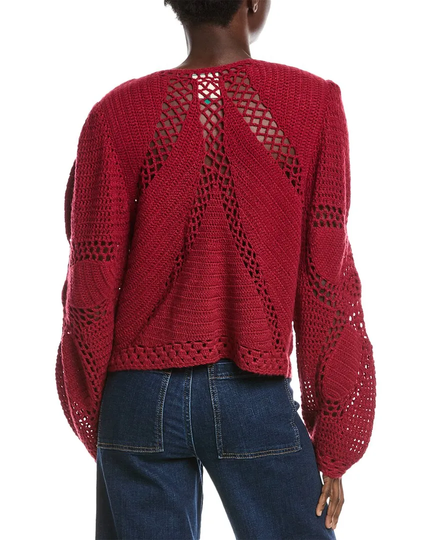 FARM Rio Flower Draw Crochet Cardigan