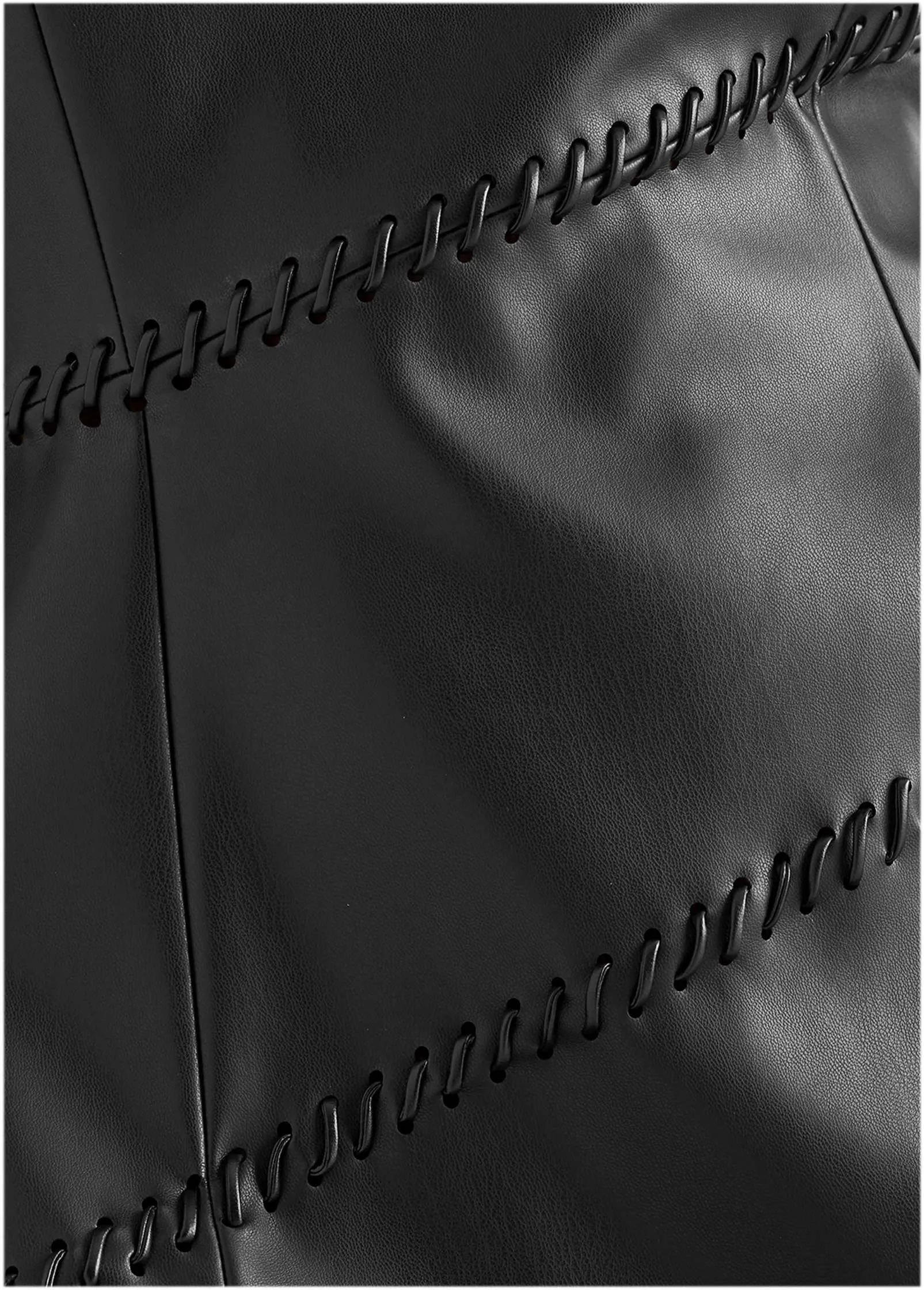 Faux Leather Mini Dress - Black