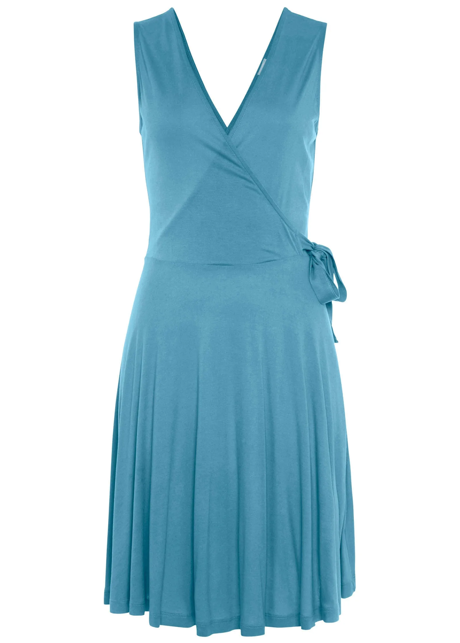 Faux Wrap Mini Dress - Blue
