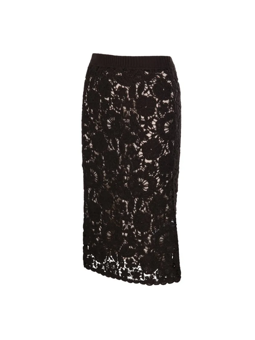 Fitted Black Cotton Skirt