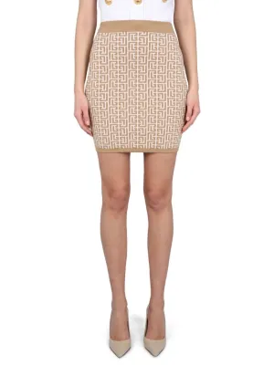 Fitted Mini Skirt With All-Over Pattern