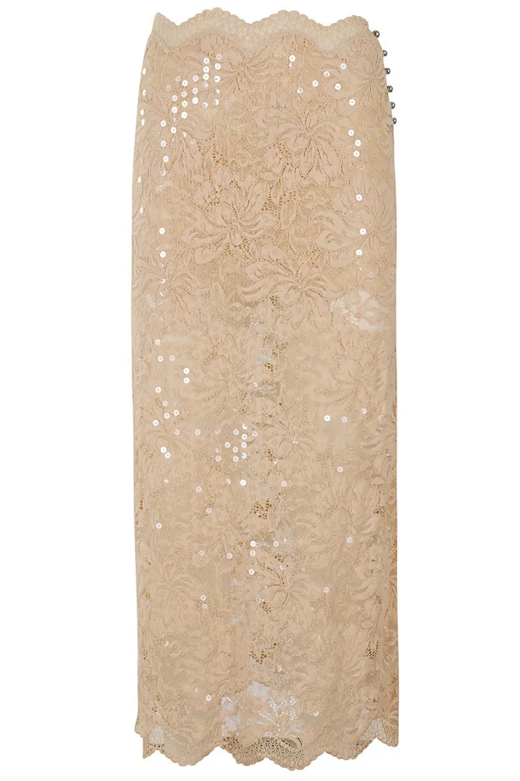 Fitted Raffia Lace Skirt
