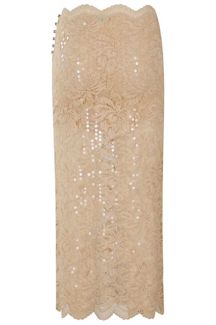 Fitted Raffia Lace Skirt