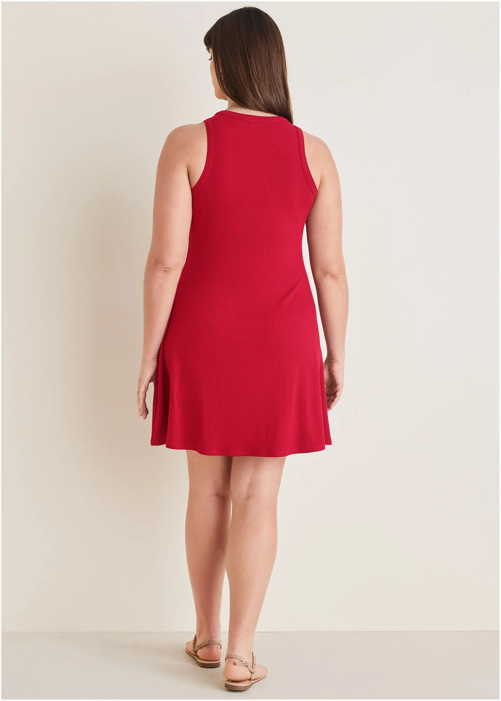 Flexrib Fit And Flare Dress - Red