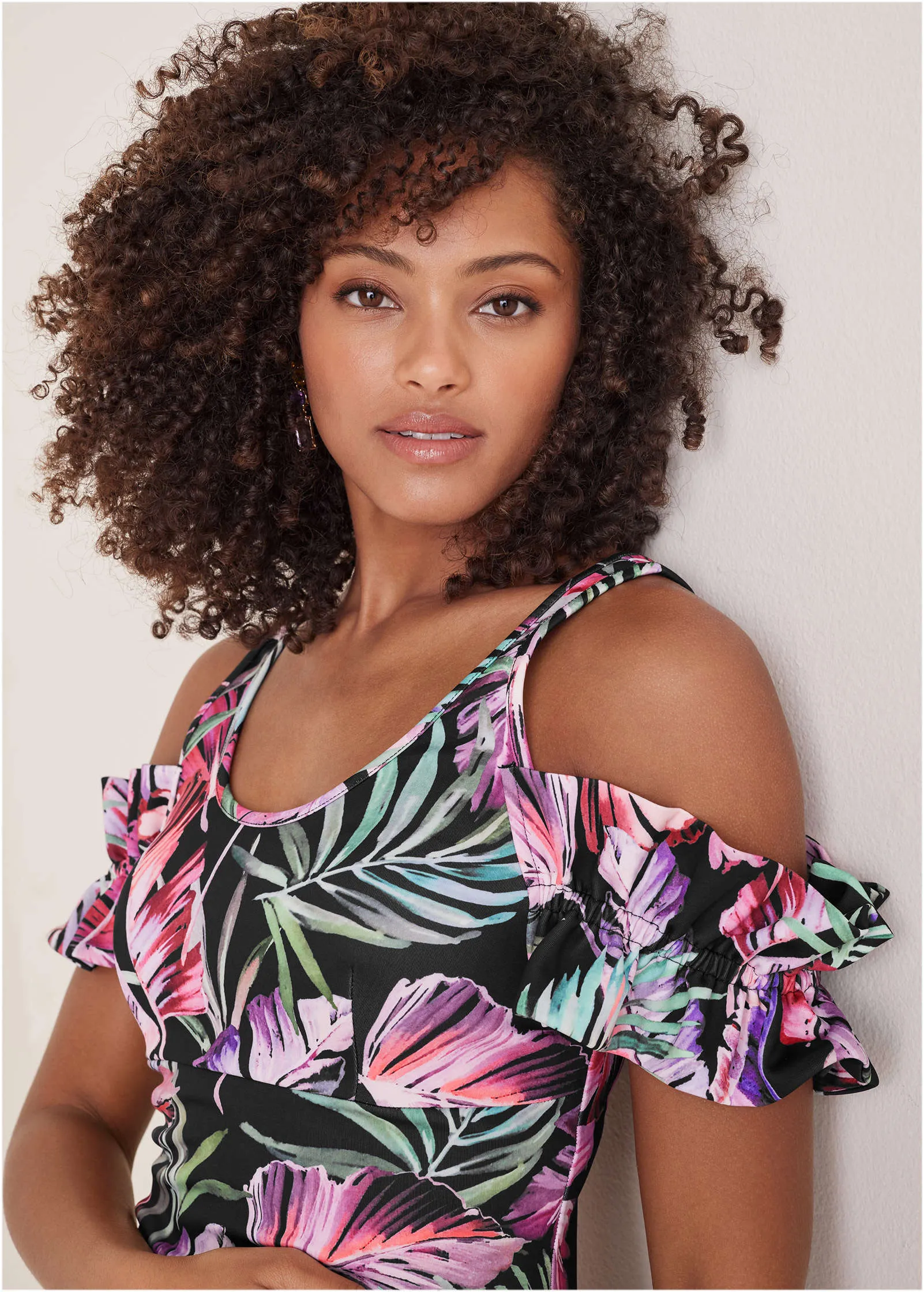 Floral Cold Shoulder Mini - Illuminated Jungle