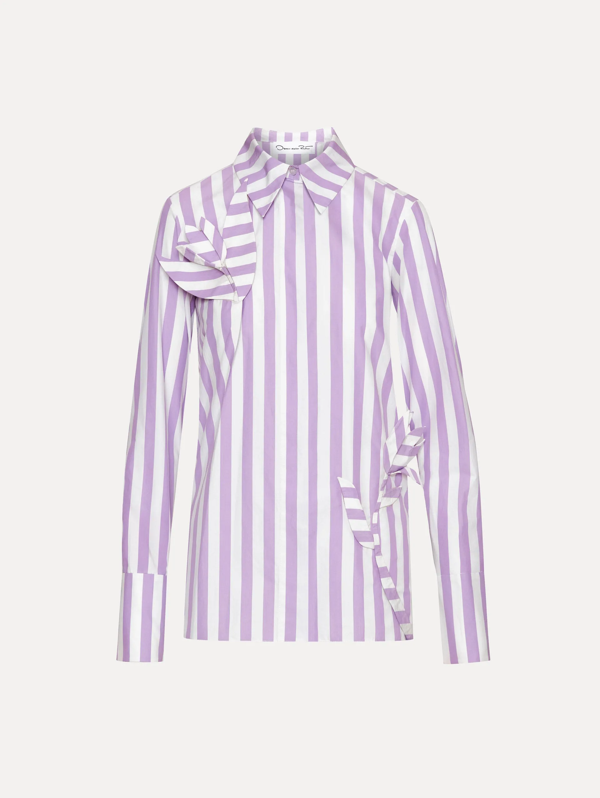 Floral Cutout Striped Blouse