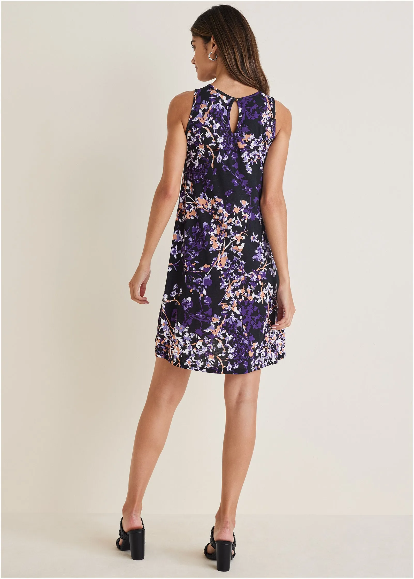 Floral Printed Casual Dress - Purple Multi