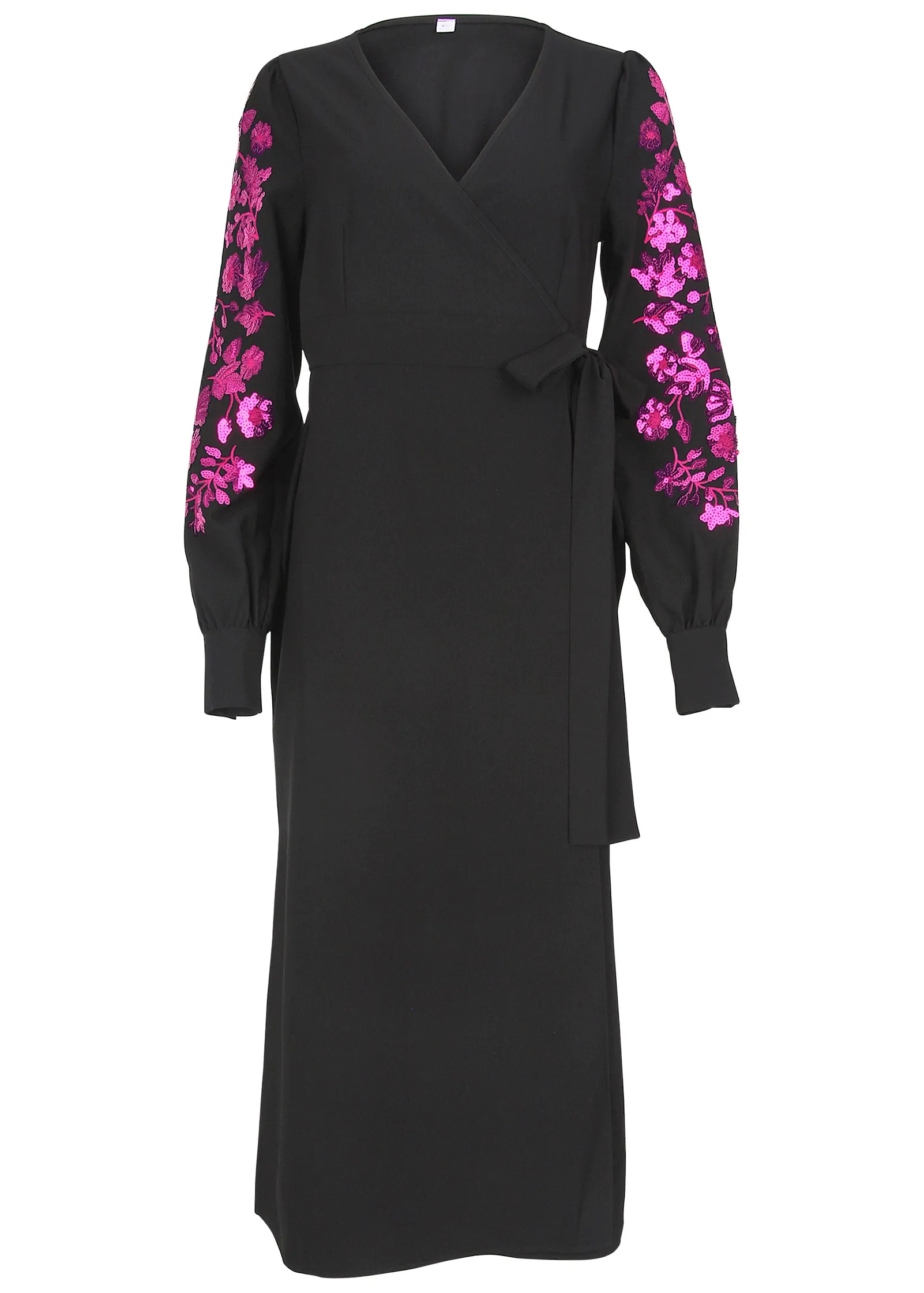 Floral Sequin Maxi Dress - Black Multi