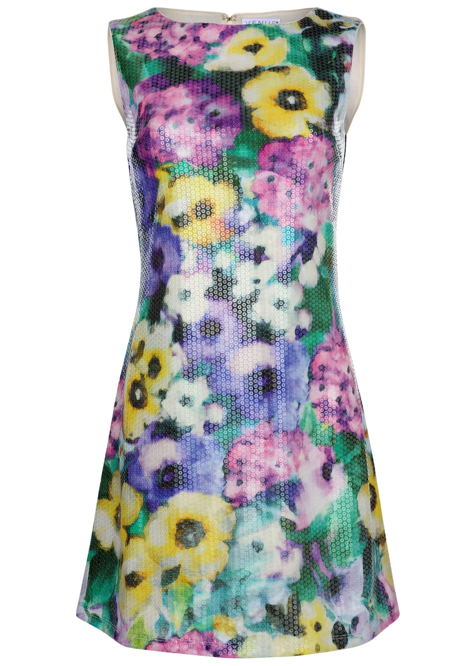 Floral Sequin Mini Dress - Monet's Garden