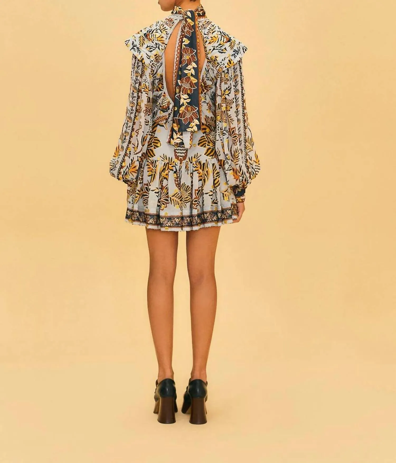 Floral Tapestry Mini Skirt In Silver