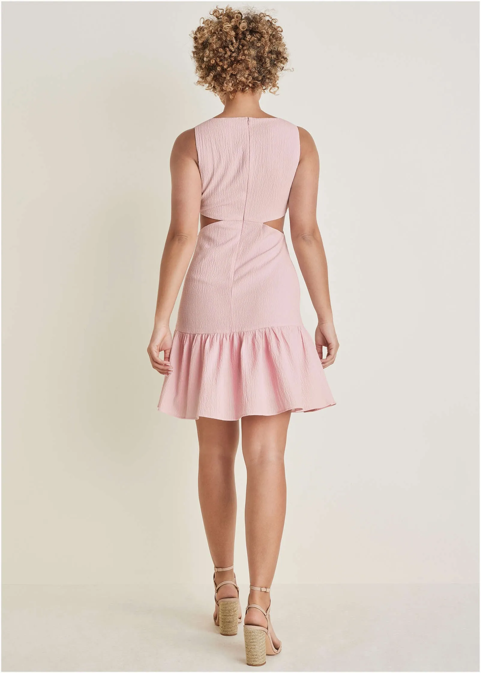 Fluted Satin Mini Dress - Lilac