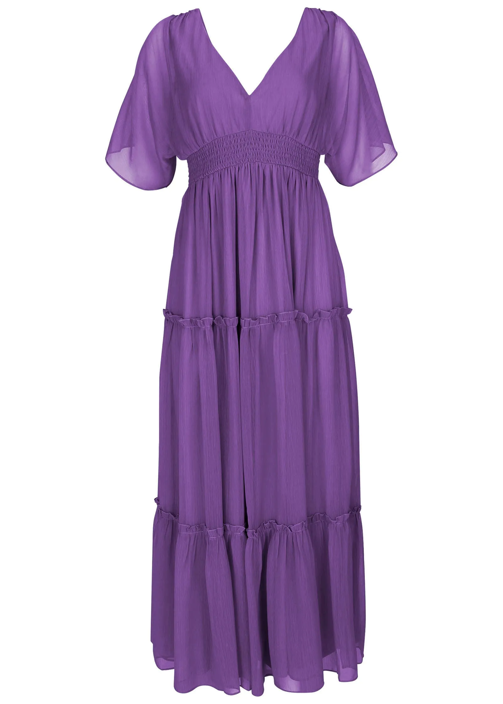 Flutter Sleeve Maxi Dress - Cattleya Orchid