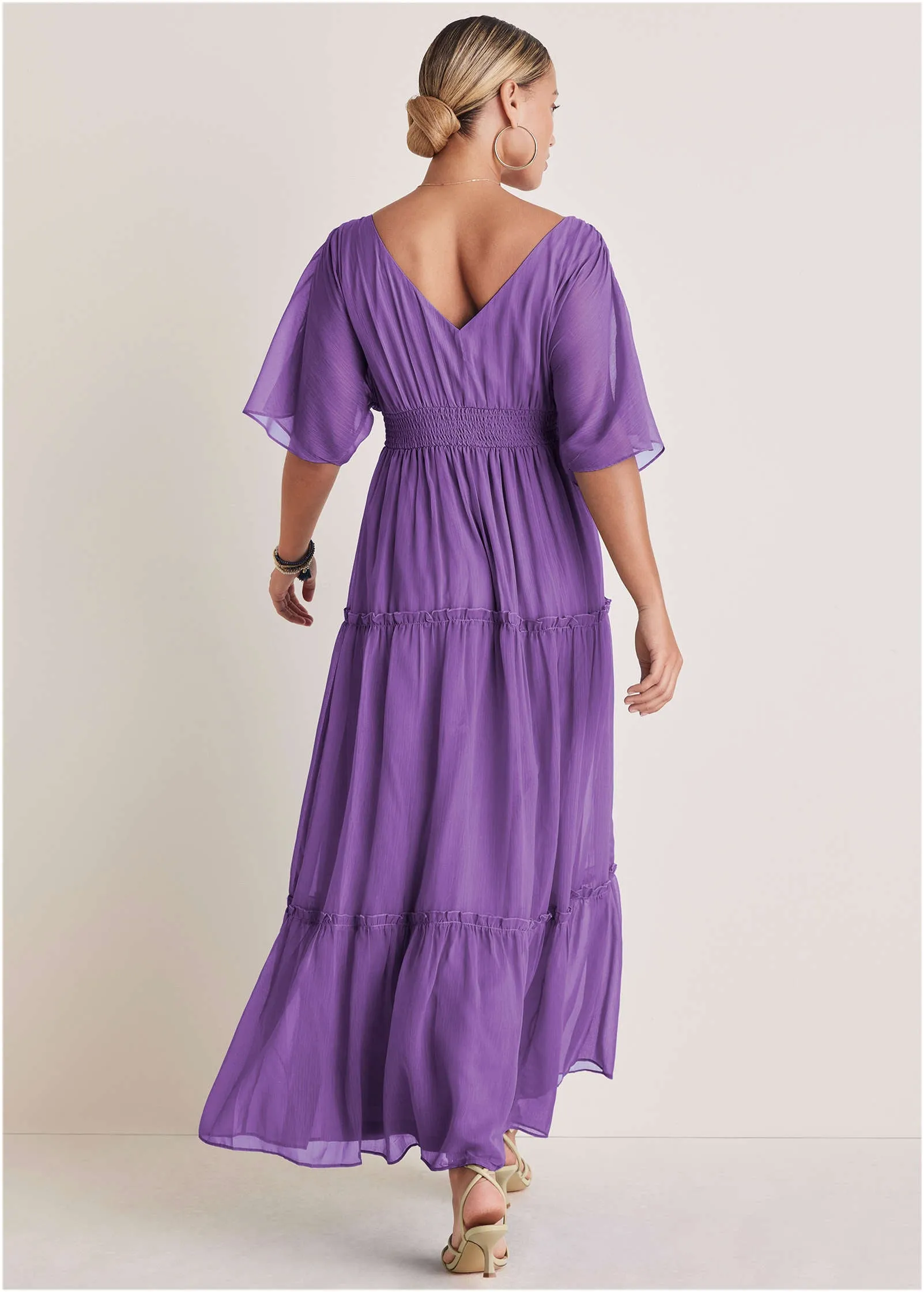 Flutter Sleeve Maxi Dress - Cattleya Orchid