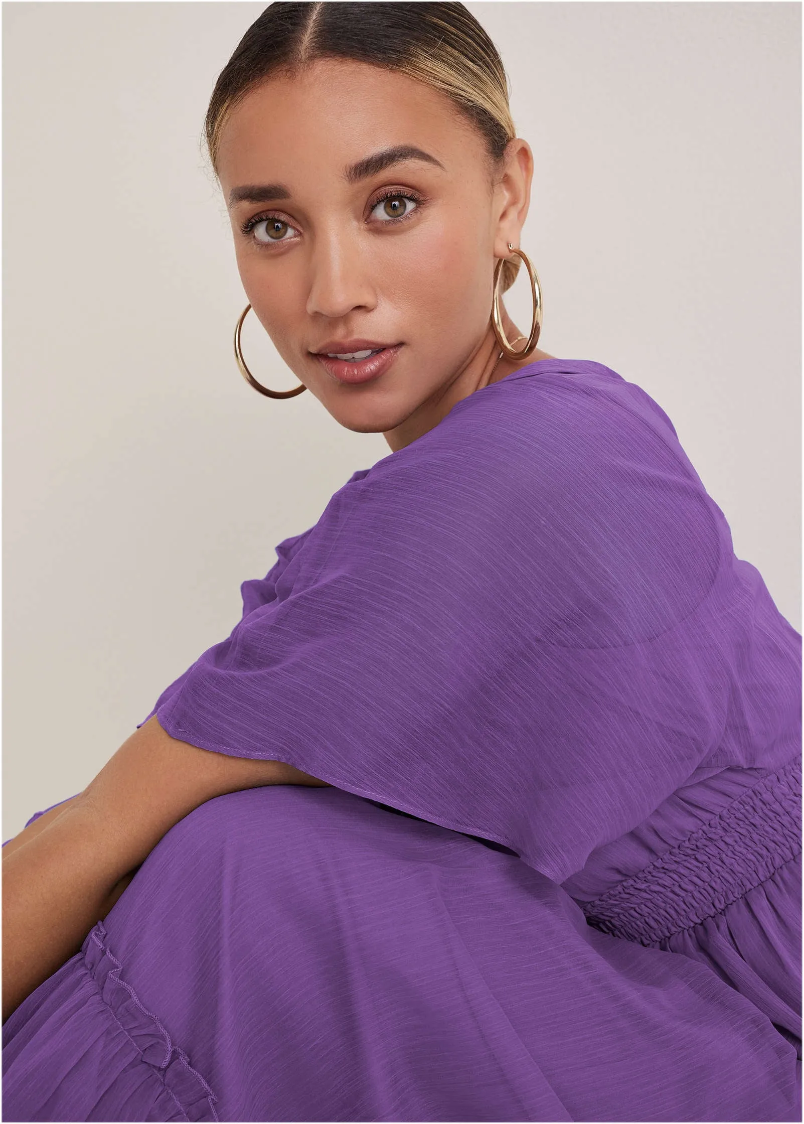 Flutter Sleeve Maxi Dress - Cattleya Orchid