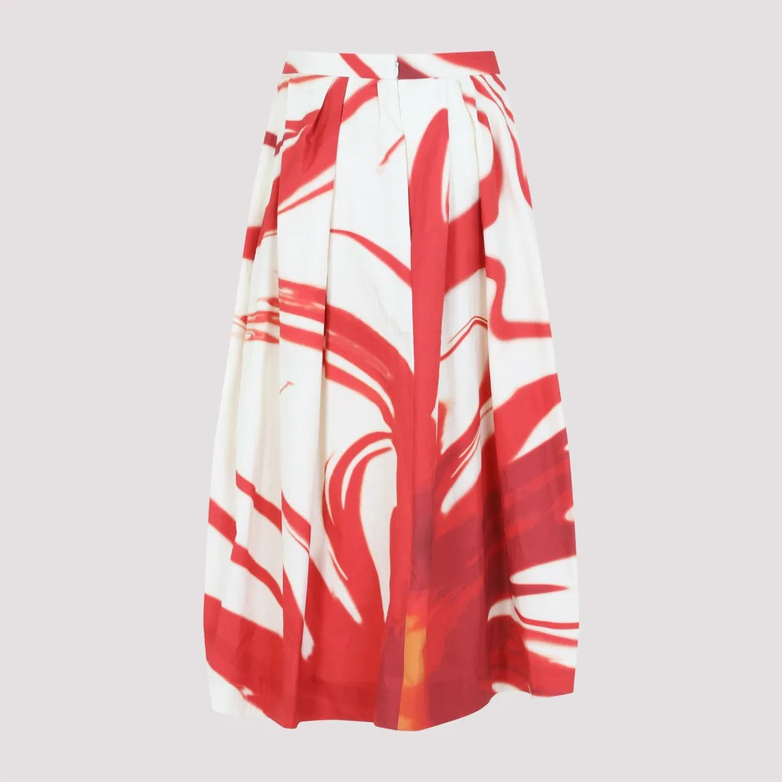 Full Pleated Skirt With Abstract Pattern