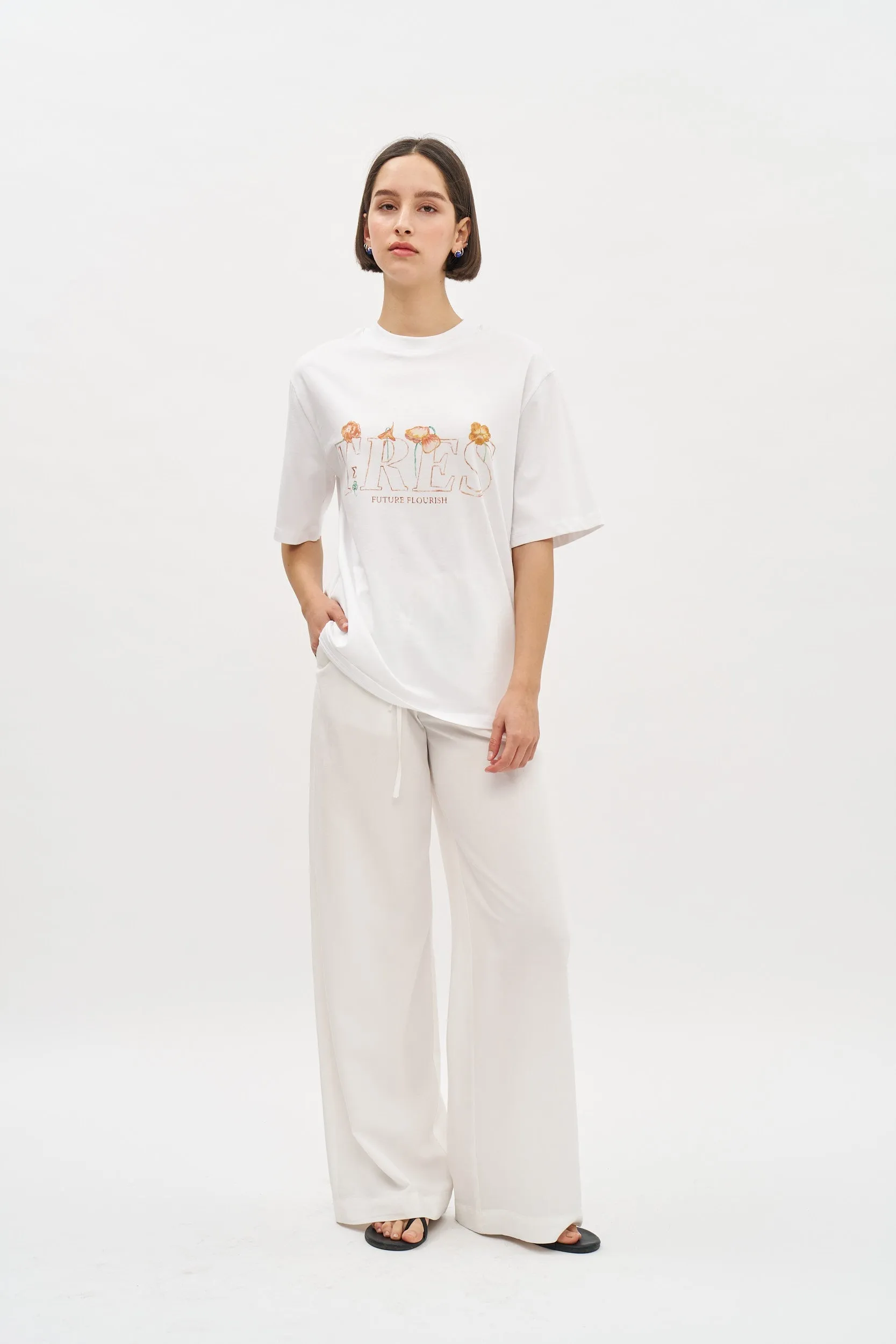 Future Flourish Oversized T White