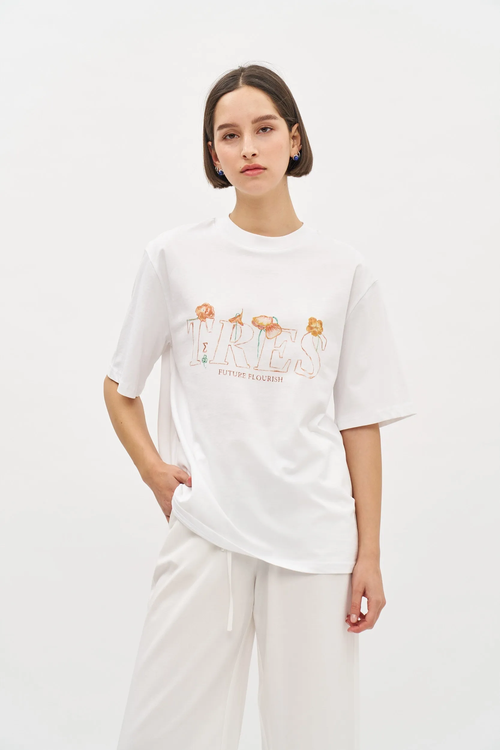 Future Flourish Oversized T White