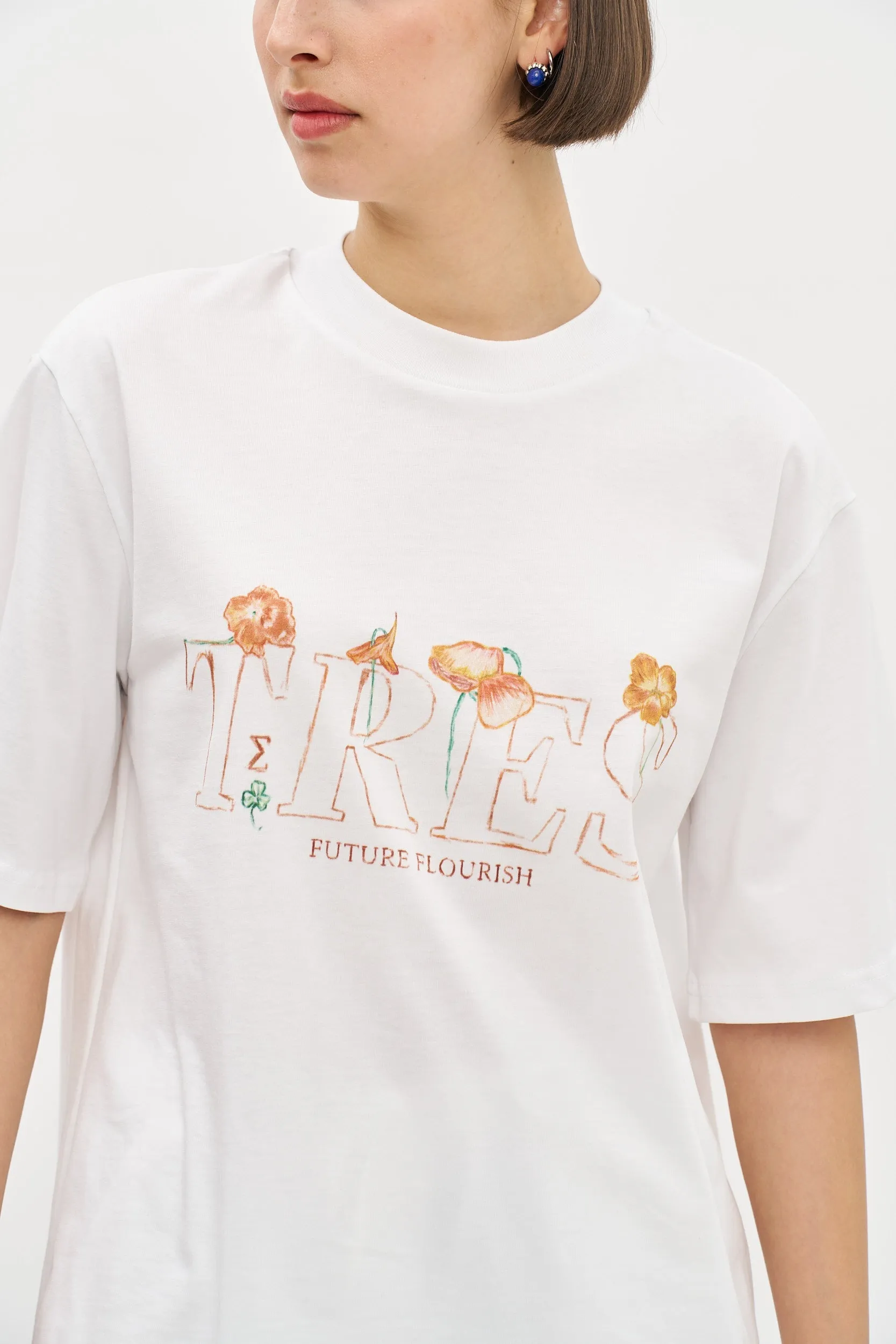 Future Flourish Oversized T White