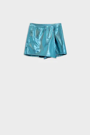 Fuzz Metallic Wrap Short In Metallic Blue