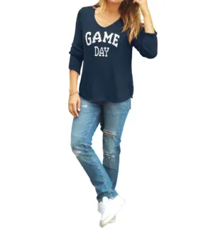 Game Day Sweater In Highline Blue/breaker White