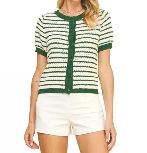 Garden Party Cardigan In Evergreen